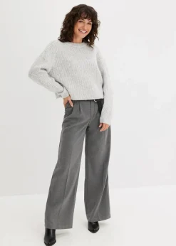 bonprix Bekleidung·Umstandsmode|Bekleidung·Jeans^Grobstrick-Pullover aus weichem Woll-Mix hellgrau meliert