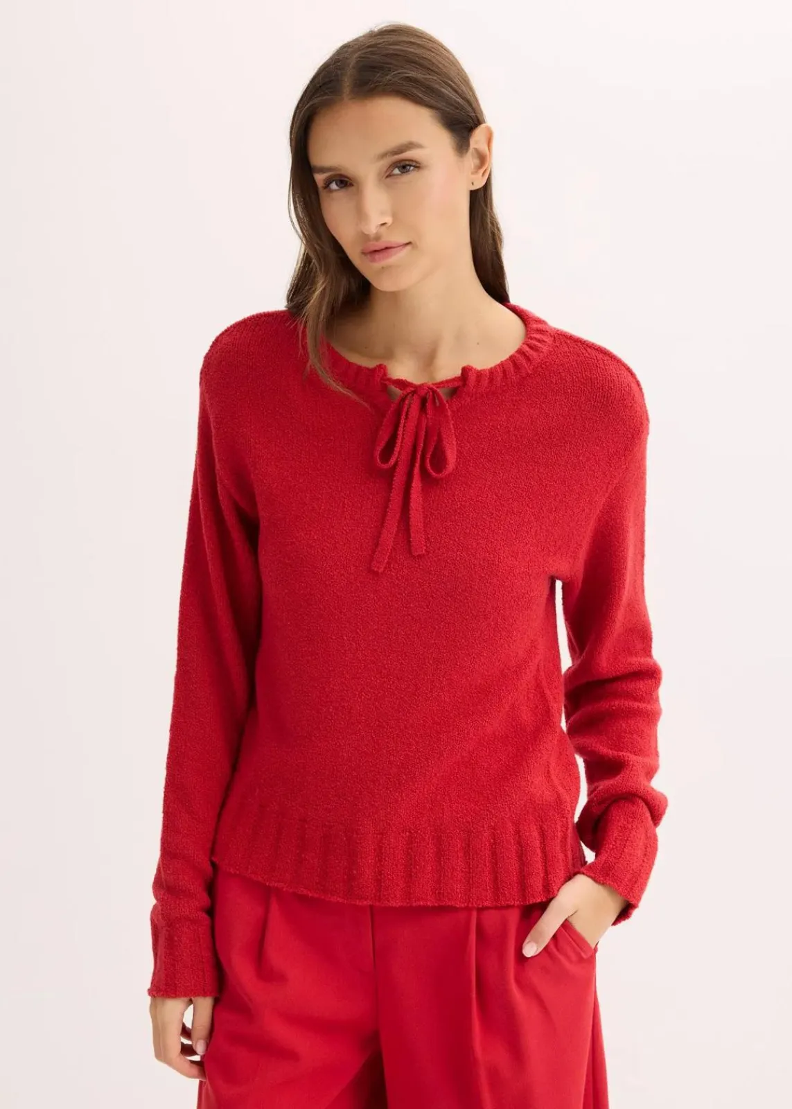 bonprix Bekleidung·Umstandsmode|Bekleidung·Jeans^Grobstrick-Pullover mit Bindelösung chillirot