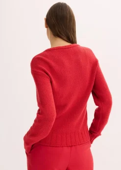 bonprix Bekleidung·Umstandsmode|Bekleidung·Jeans^Grobstrick-Pullover mit Bindelösung chillirot