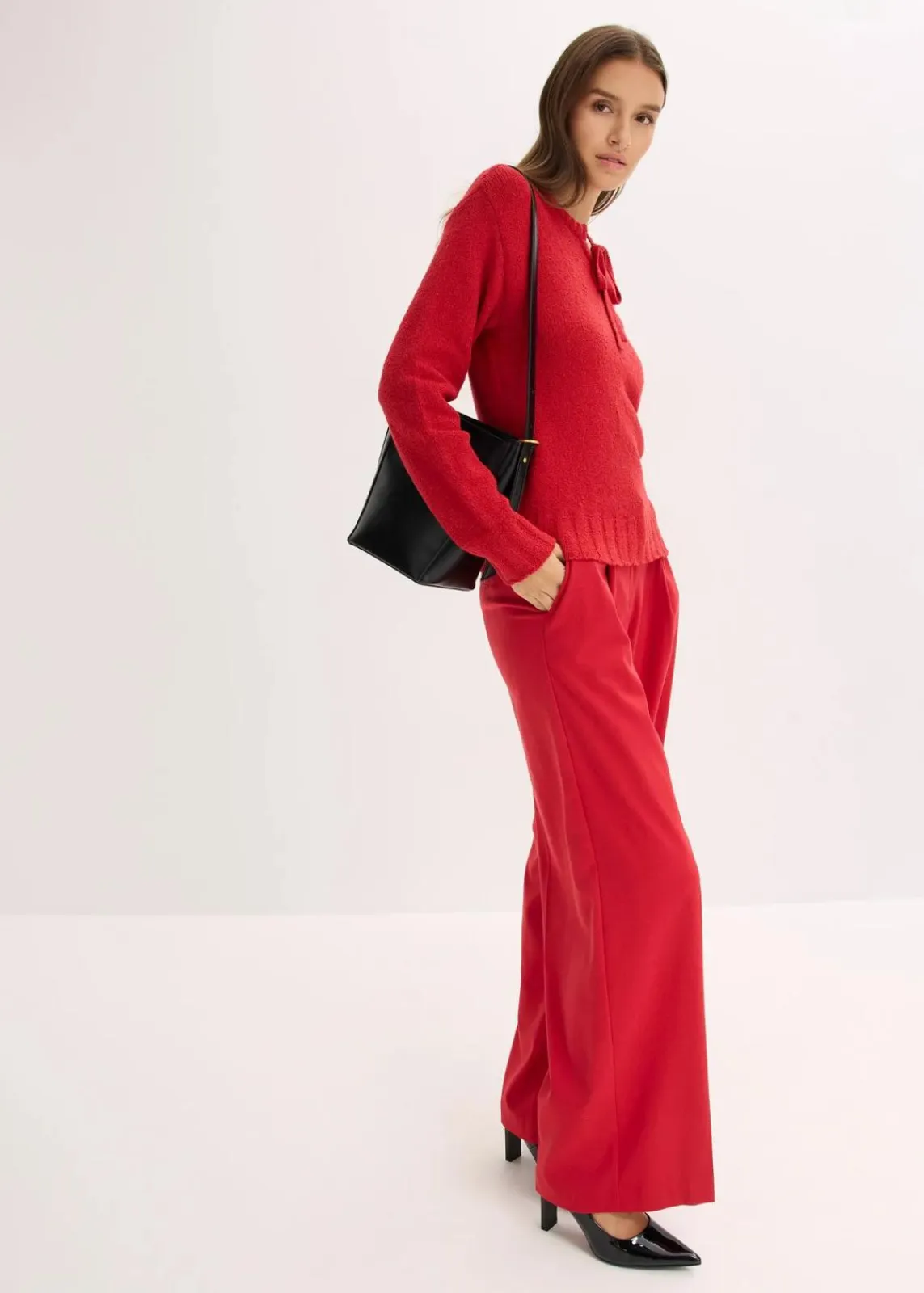 bonprix Bekleidung·Umstandsmode|Bekleidung·Jeans^Grobstrick-Pullover mit Bindelösung chillirot