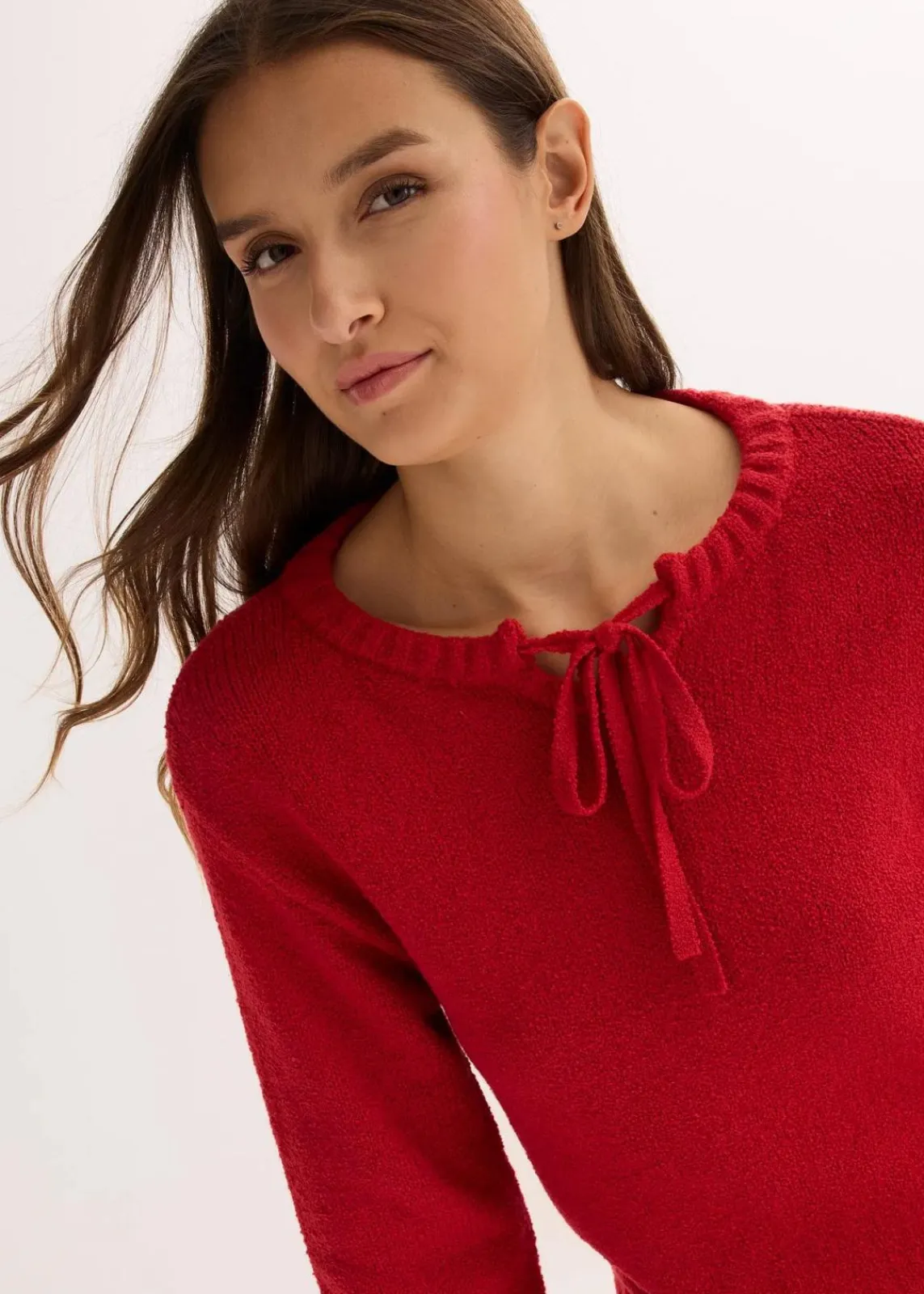 bonprix Bekleidung·Umstandsmode|Bekleidung·Jeans^Grobstrick-Pullover mit Bindelösung chillirot