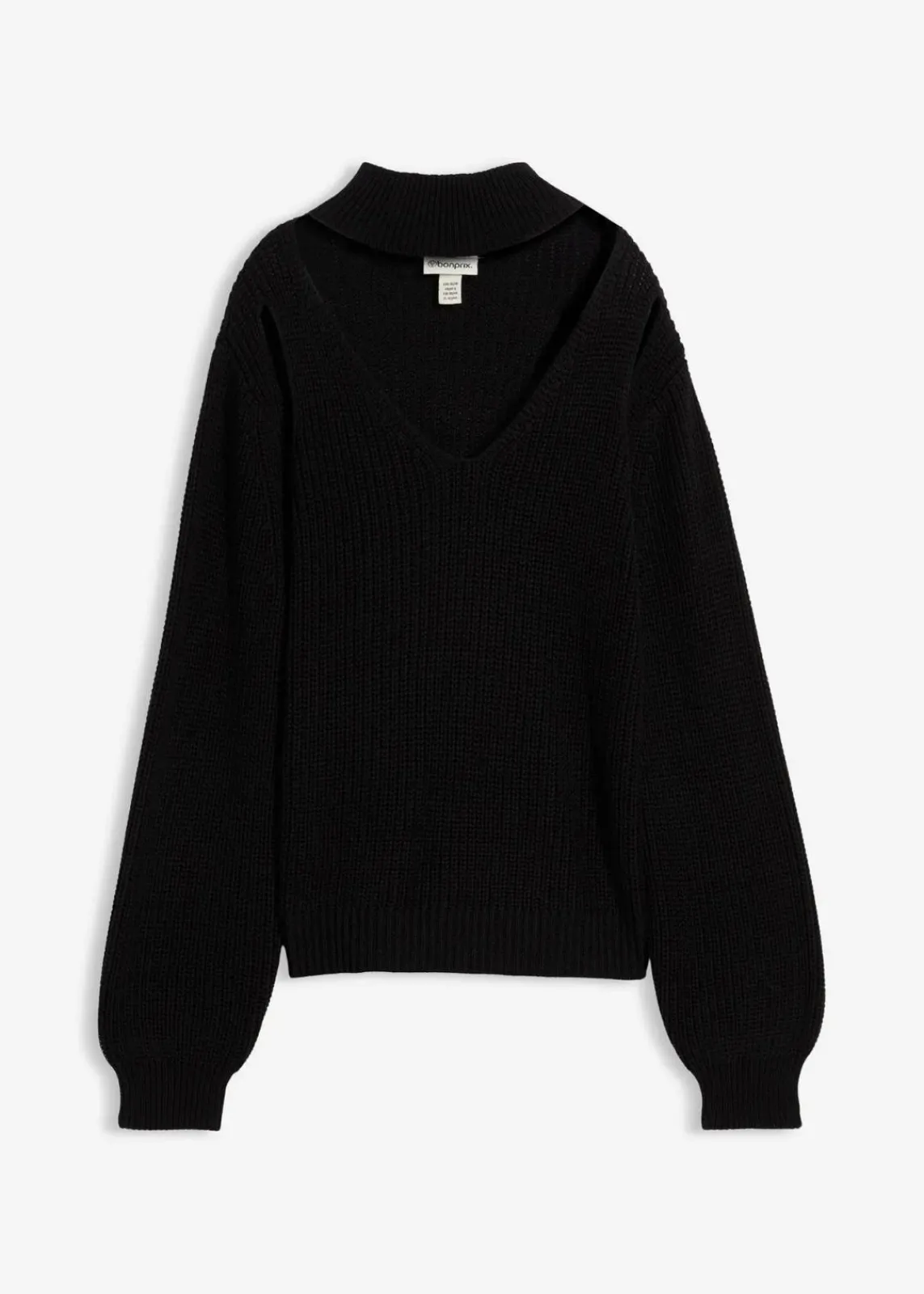 bonprix Strickmode|Pullover & Strickjacken^Grobstrick-Pullover mit Cut-Outs schwarz