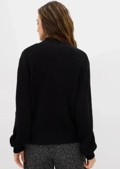 bonprix Strickmode|Pullover & Strickjacken^Grobstrick-Pullover mit Cut-Outs schwarz