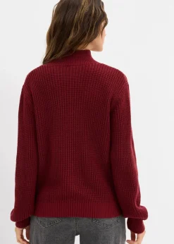 bonprix Strickmode|Pullover & Strickjacken^Grobstrick-Pullover mit Cut-Outs granatapfel