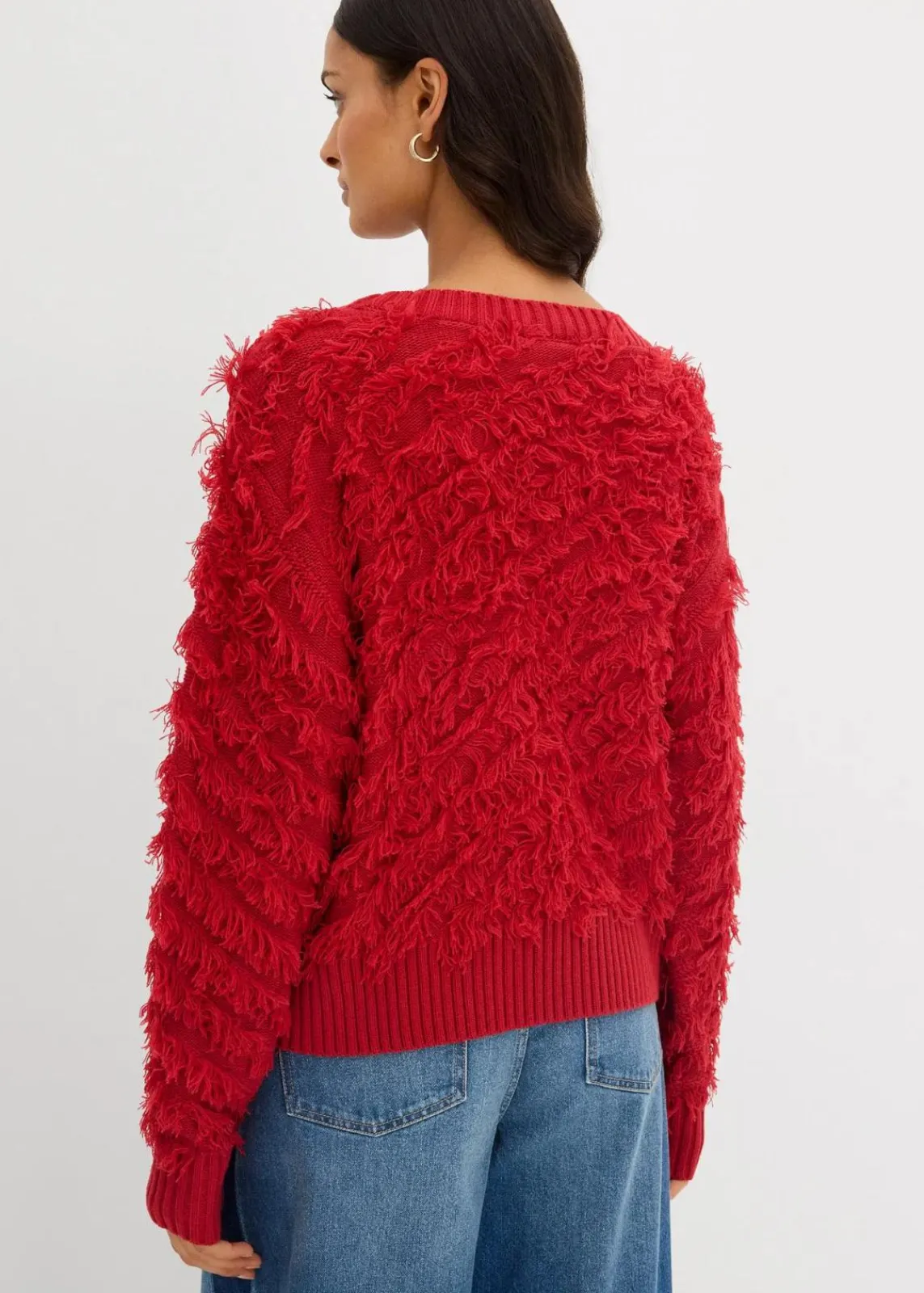 bonprix Nachhaltigere Materialien|Pullover & Strickjacken^Grobstrick-Pullover mit Fransen chillirot