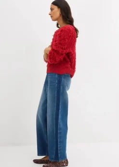 bonprix Nachhaltigere Materialien|Pullover & Strickjacken^Grobstrick-Pullover mit Fransen chillirot