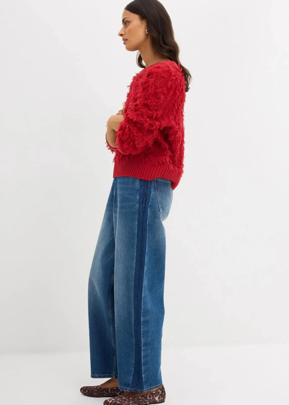 bonprix Nachhaltigere Materialien|Pullover & Strickjacken^Grobstrick-Pullover mit Fransen chillirot
