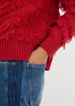 bonprix Nachhaltigere Materialien|Pullover & Strickjacken^Grobstrick-Pullover mit Fransen chillirot