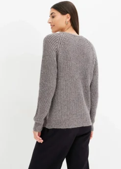 bonprix Pullover & Strickjacken|Strickmode^Grobstrickpullover mit Glanzgarn anthrazit