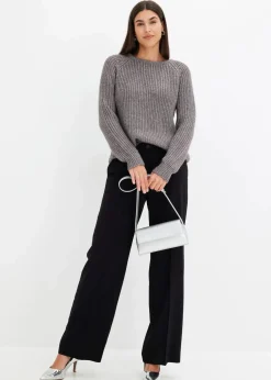 bonprix Pullover & Strickjacken|Strickmode^Grobstrickpullover mit Glanzgarn anthrazit