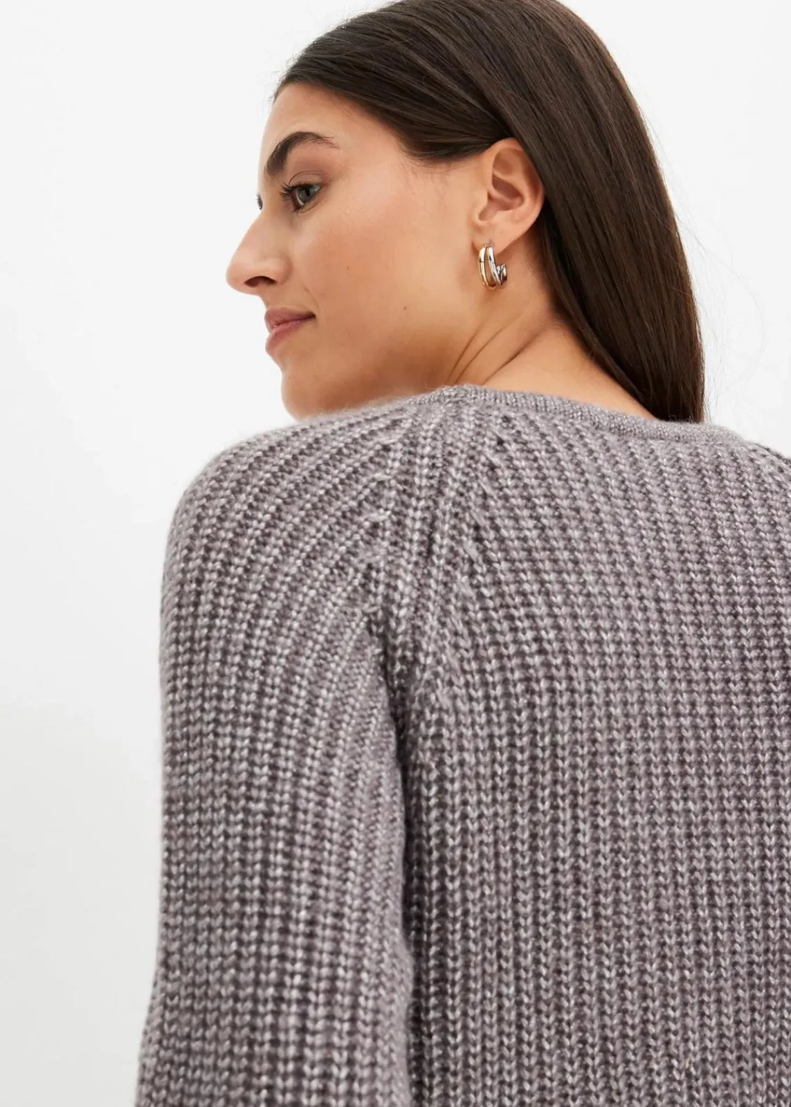 bonprix Pullover & Strickjacken|Strickmode^Grobstrickpullover mit Glanzgarn anthrazit