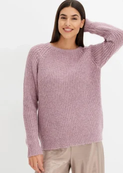 bonprix Bekleidung·Umstandsmode|Bekleidung·Jeans^Grobstrickpullover mit Glanzgarn aschrosa