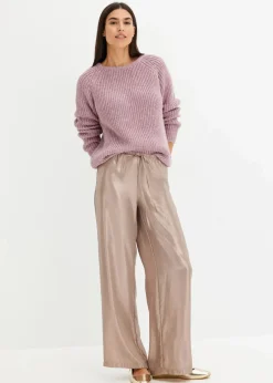 bonprix Bekleidung·Umstandsmode|Bekleidung·Jeans^Grobstrickpullover mit Glanzgarn aschrosa