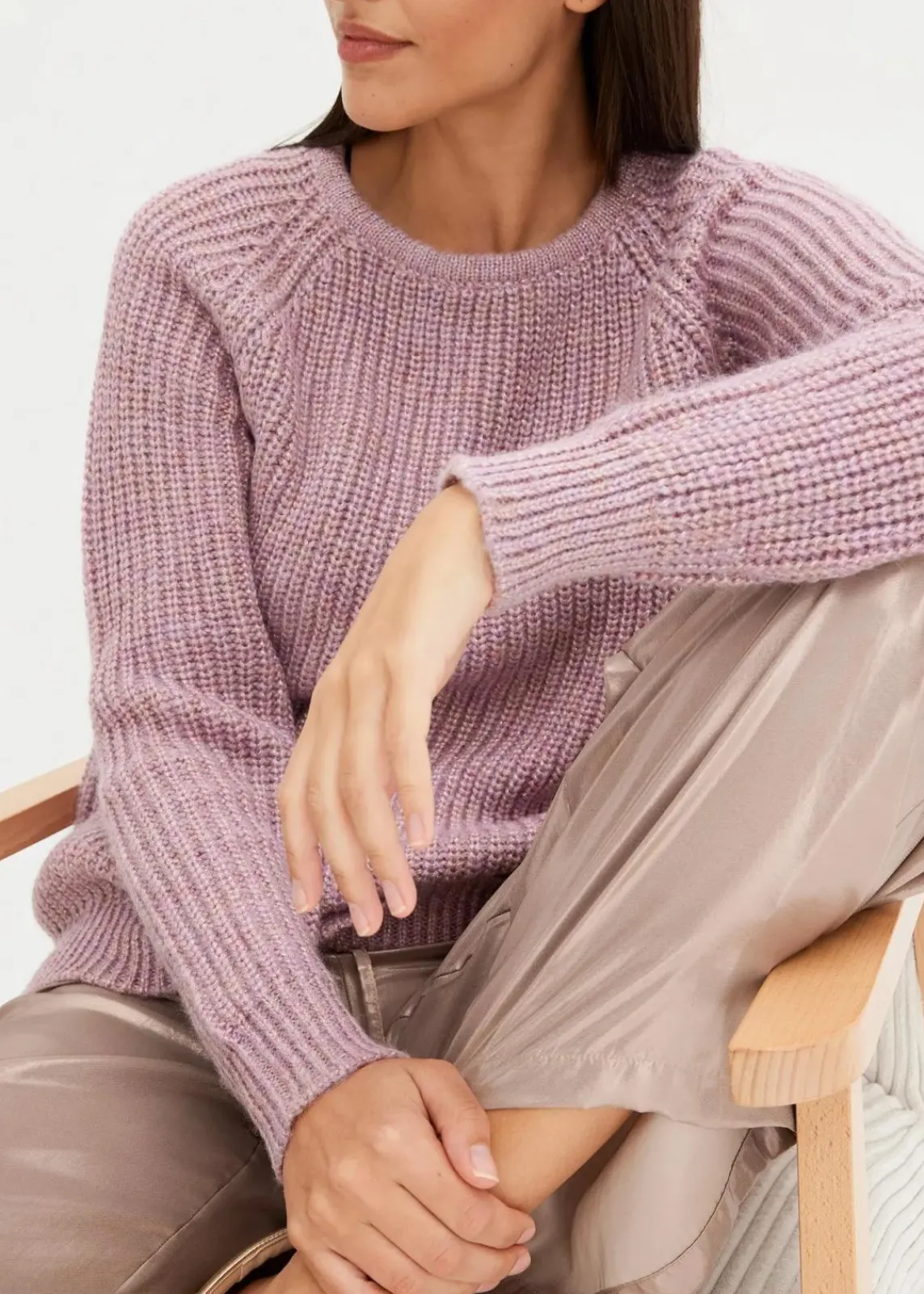 bonprix Bekleidung·Umstandsmode|Bekleidung·Jeans^Grobstrickpullover mit Glanzgarn aschrosa