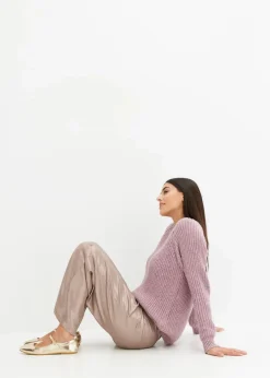 bonprix Bekleidung·Umstandsmode|Bekleidung·Jeans^Grobstrickpullover mit Glanzgarn aschrosa
