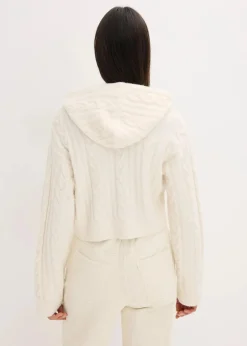 bonprix Bekleidung·Umstandsmode|Strickmode^Grobstrick-Pullover mit Kapuze perlweiß