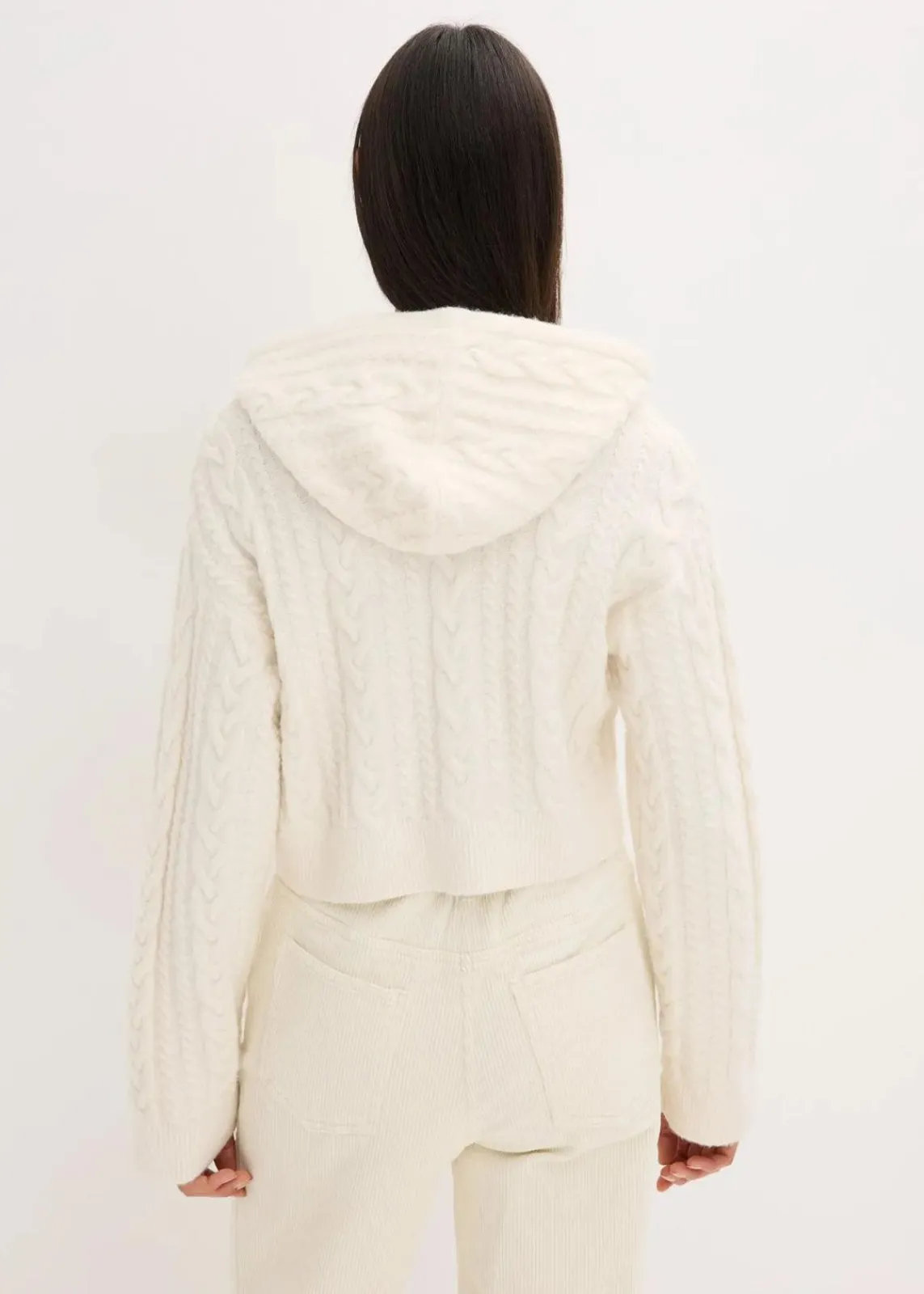 bonprix Bekleidung·Umstandsmode|Strickmode^Grobstrick-Pullover mit Kapuze perlweiß