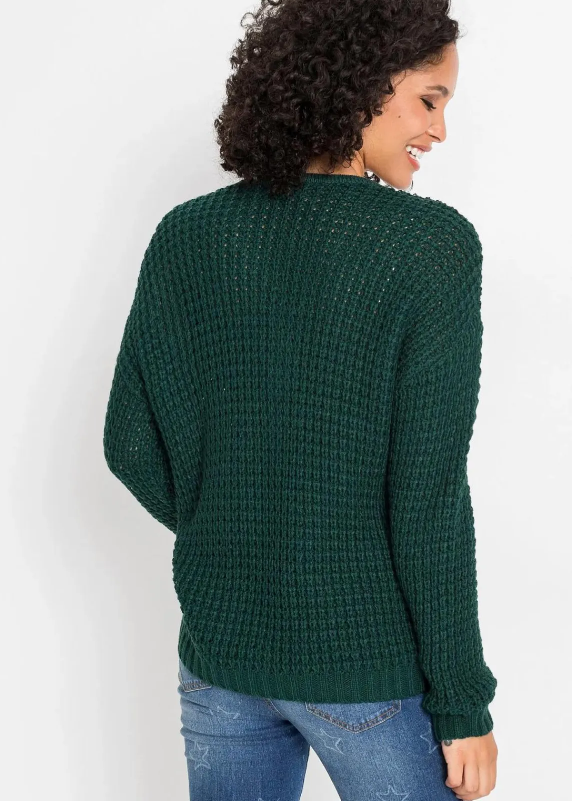 bonprix Bekleidung·Umstandsmode|Bekleidung·Jeans^Grobstrick-Pullover mit Reißverschluss-Detail tiefgrün