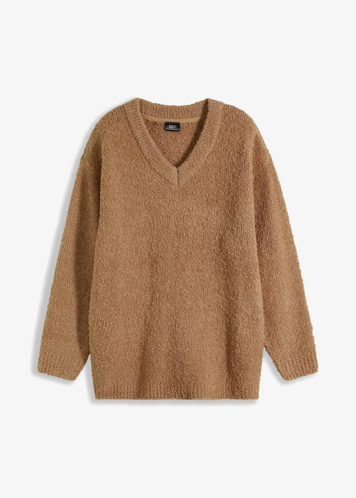bonprix Pullover & Strickjacken|Bekleidung·Jeans^Grobstrick-Pullover mit V-Ausschnitt camel