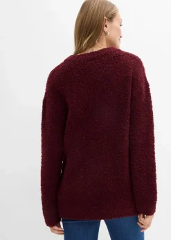 bonprix Bekleidung·Umstandsmode|Strickmode^Grobstrick-Pullover mit V-Ausschnitt dunkelbeere