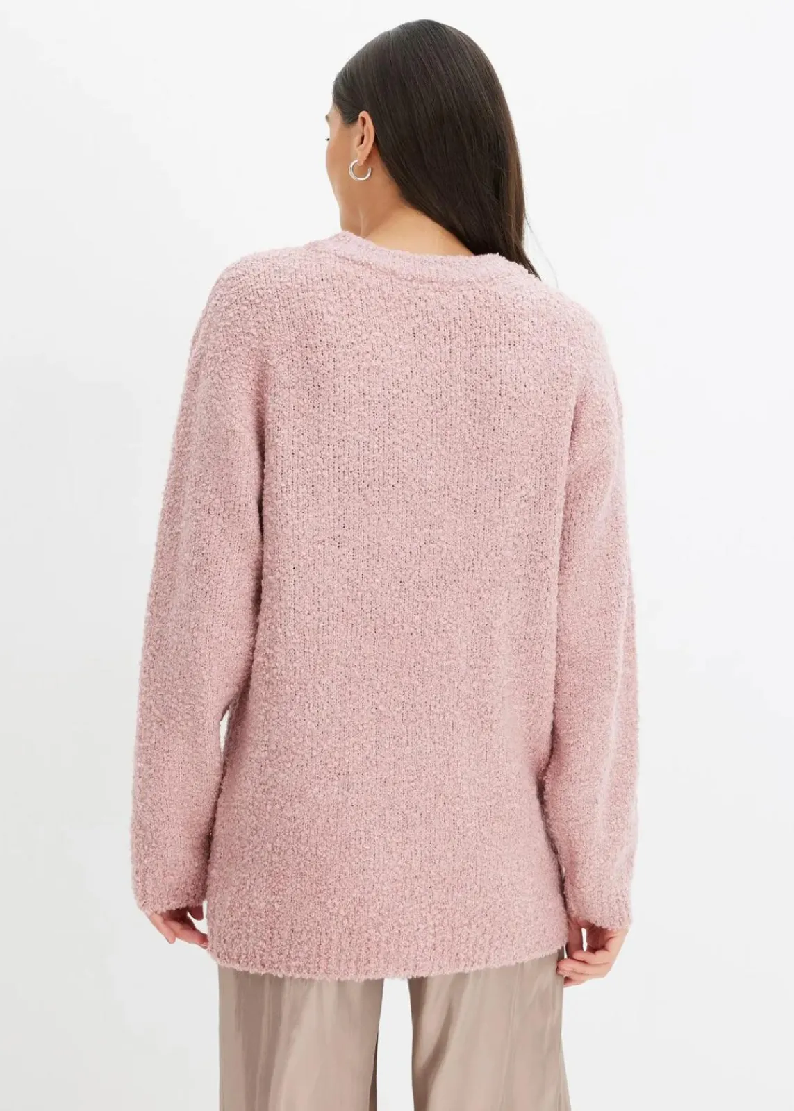 bonprix Bekleidung·Umstandsmode|Strickmode^Grobstrick-Pullover mit V-Ausschnitt aschrosa