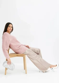 bonprix Bekleidung·Umstandsmode|Strickmode^Grobstrick-Pullover mit V-Ausschnitt aschrosa