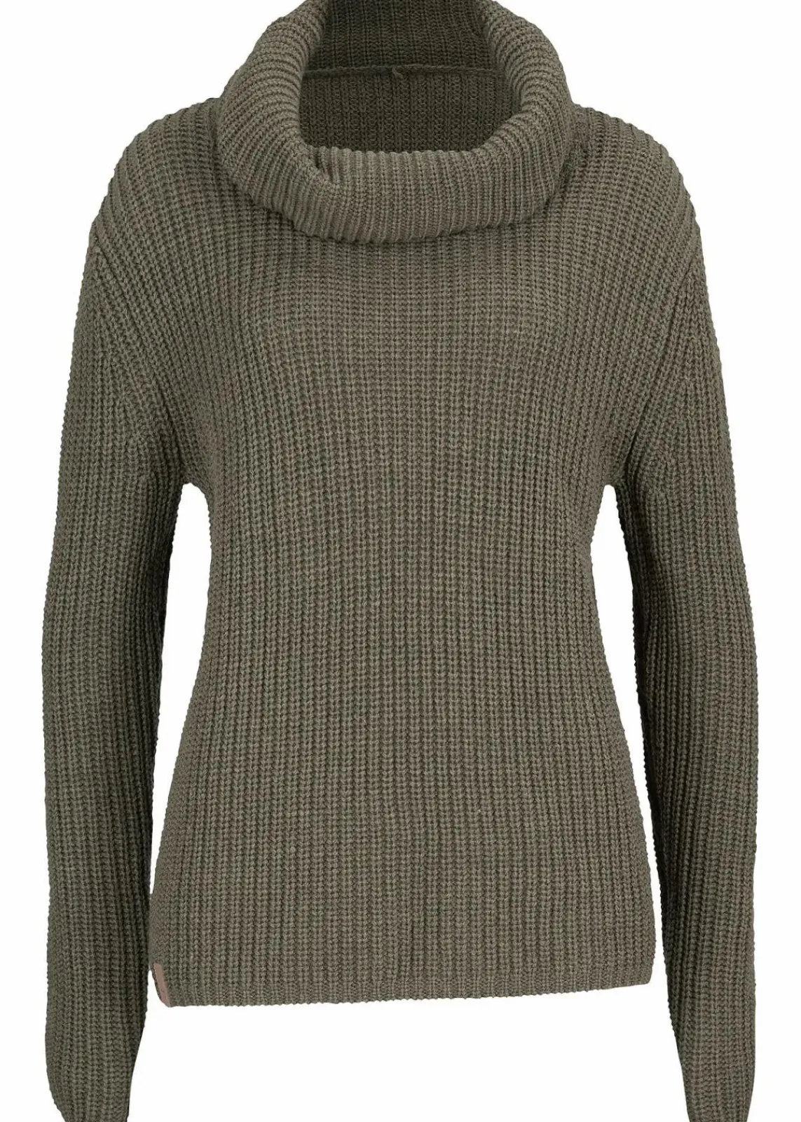 bonprix Bekleidung·Umstandsmode|Bekleidung·Jeans^Grobstrick-Pullover mit weitem Kragen dunkeloliv