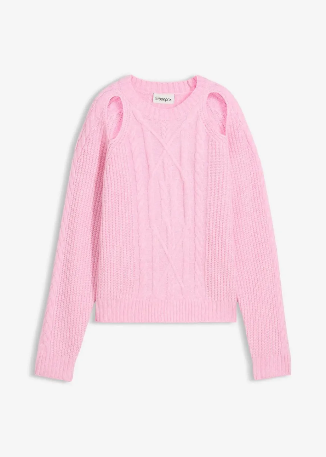 bonprix Bekleidung·Umstandsmode|Strickmode^Grobstrick-Pullover mit Zopfmuster rosa
