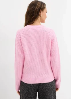 bonprix Bekleidung·Umstandsmode|Strickmode^Grobstrick-Pullover mit Zopfmuster rosa