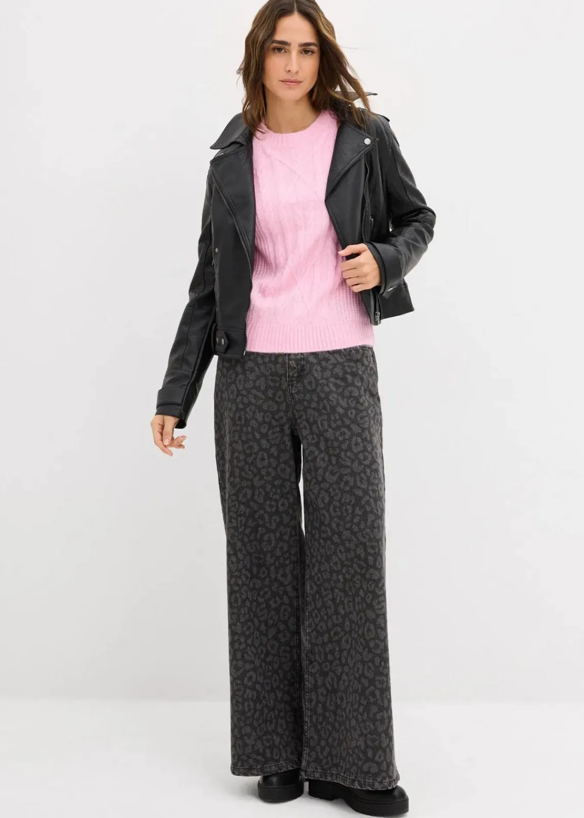 bonprix Bekleidung·Umstandsmode|Strickmode^Grobstrick-Pullover mit Zopfmuster rosa