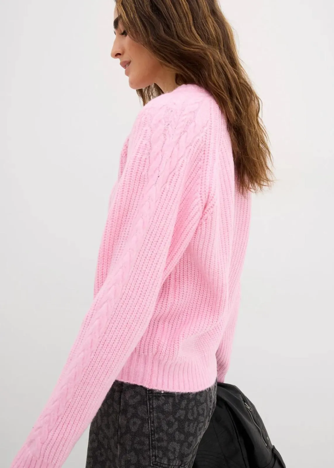 bonprix Bekleidung·Umstandsmode|Strickmode^Grobstrick-Pullover mit Zopfmuster rosa