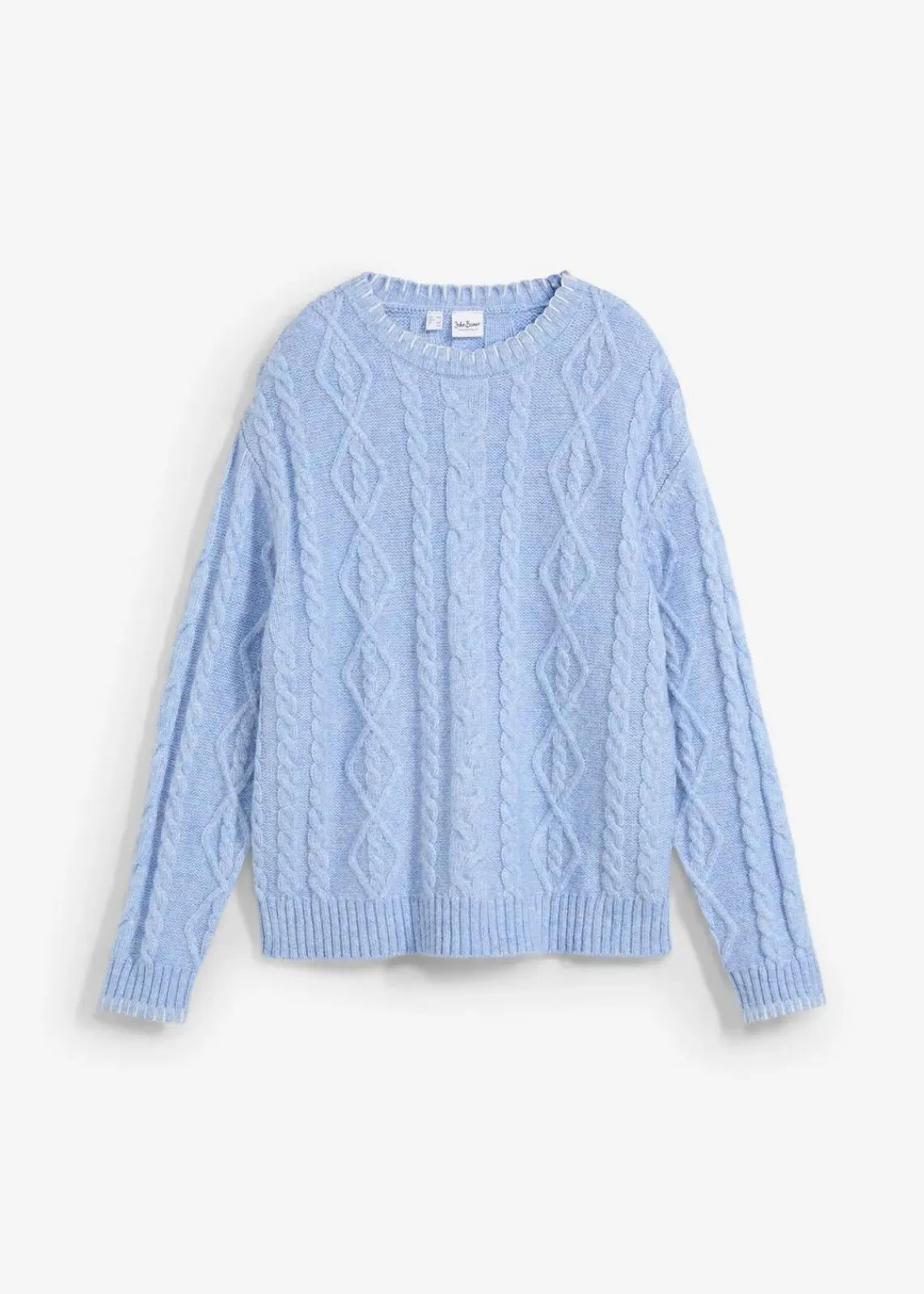 bonprix Strickmode|Pullover & Strickjacken^Grobstrick-Pullover mit Zopfmuster perlblau