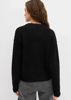 bonprix Bekleidung·Umstandsmode|Strickmode^Grobstrick-Pullover mit Zopfmuster schwarz