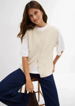 bonprix Bekleidung·Röcke|Bekleidung·Jeans^Grobstrick-Pullunder natur