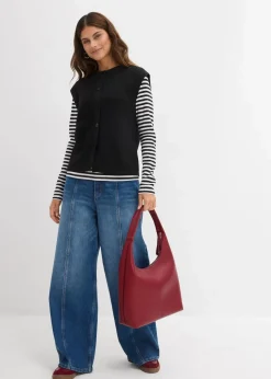 bonprix Bekleidung·Umstandsmode|Pullover & Strickjacken^Grobstrick-Pullunder schwarz