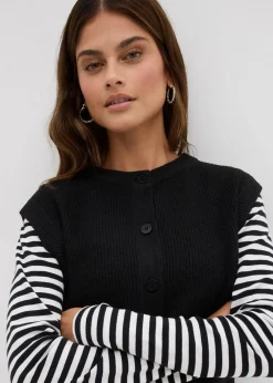 bonprix Bekleidung·Umstandsmode|Pullover & Strickjacken^Grobstrick-Pullunder schwarz