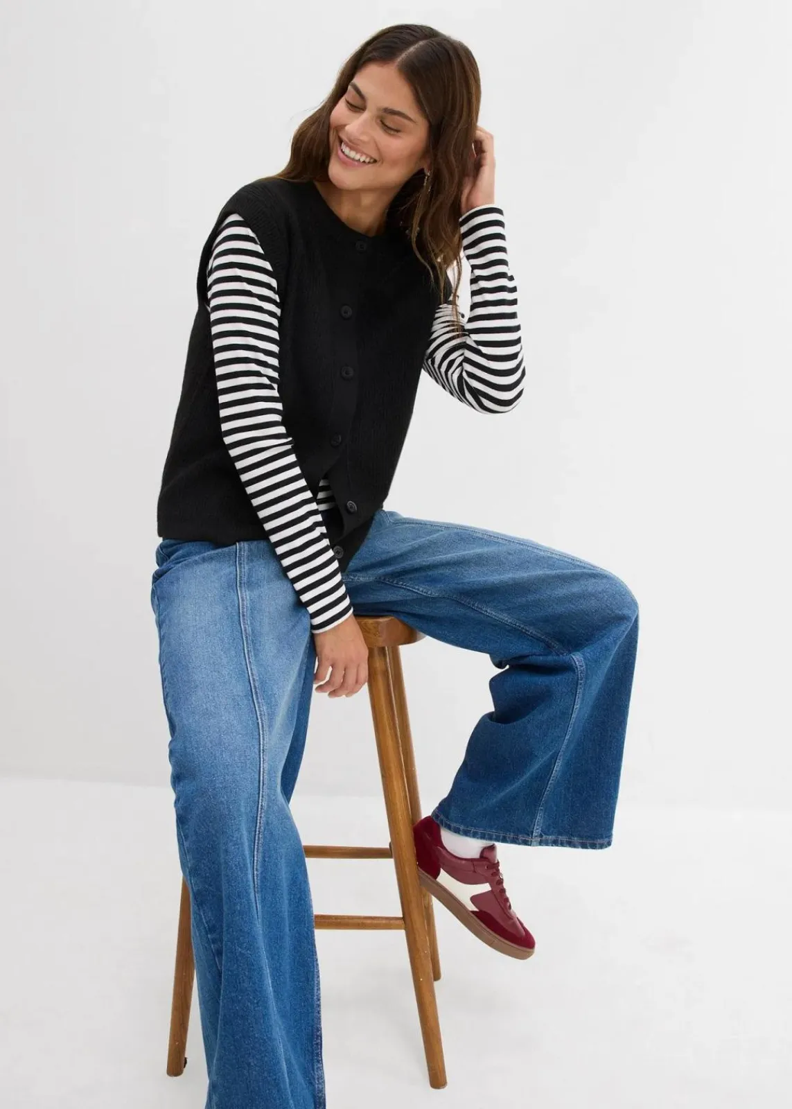 bonprix Bekleidung·Umstandsmode|Pullover & Strickjacken^Grobstrick-Pullunder schwarz