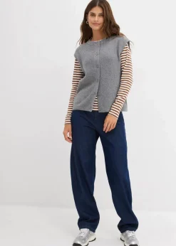 bonprix Bekleidung·Röcke|Bekleidung·Jeans^Grobstrick-Pullunder grau meliert meliert