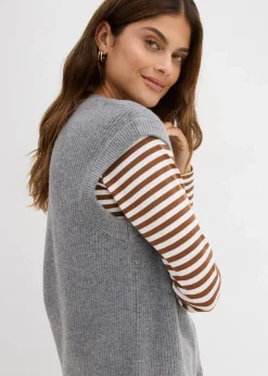 bonprix Bekleidung·Röcke|Bekleidung·Jeans^Grobstrick-Pullunder grau meliert meliert