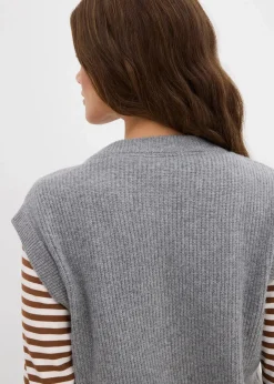 bonprix Bekleidung·Röcke|Bekleidung·Jeans^Grobstrick-Pullunder grau meliert meliert