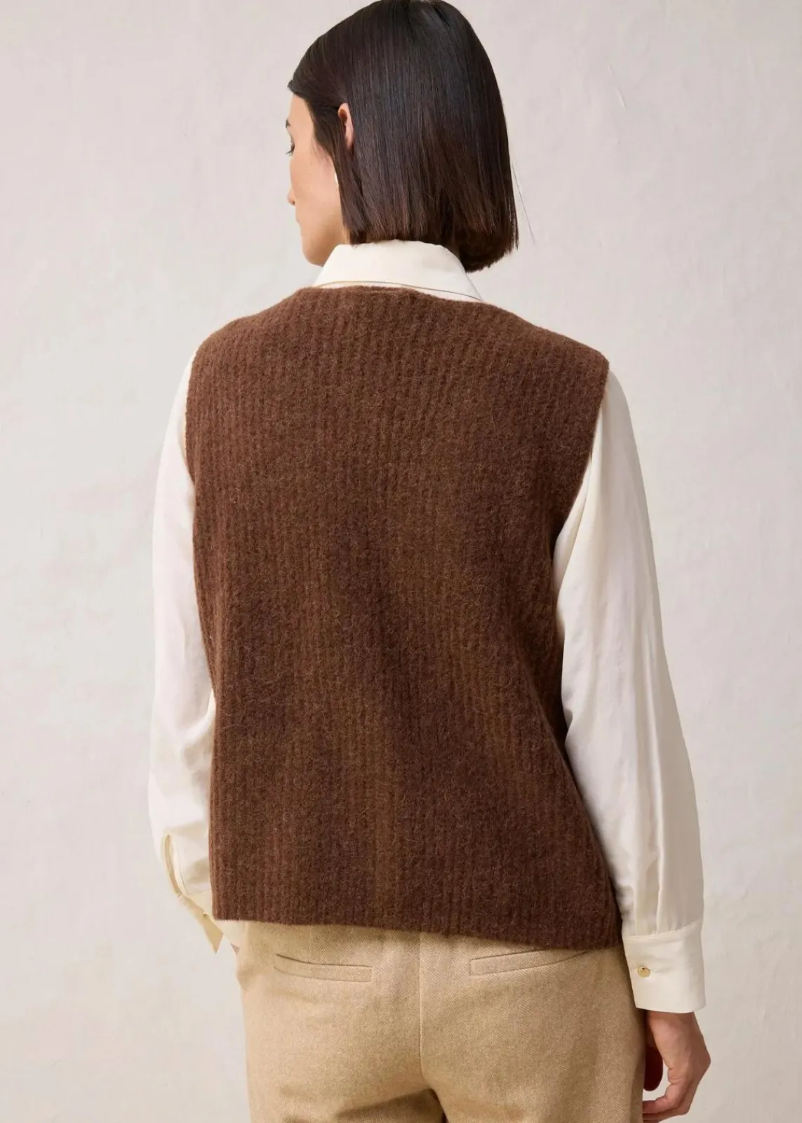 bonprix Bekleidung·Umstandsmode|Premium^Grobstrickweste mit Alpakawolle pimentbraun