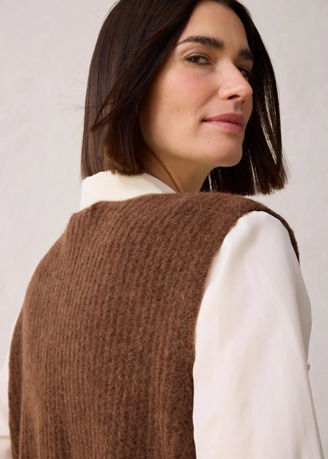 bonprix Bekleidung·Umstandsmode|Premium^Grobstrickweste mit Alpakawolle pimentbraun