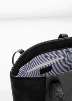 bonprix Taschen^Großer Shopper im Materialmix schwarz