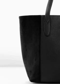 bonprix Taschen^Großer Shopper im Materialmix schwarz
