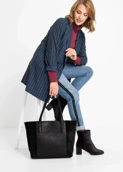 bonprix Taschen^Großer Shopper im Materialmix schwarz