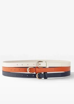 bonprix Gürtel^Gürtel (3er Pack) cremeweiss+indigo+orange