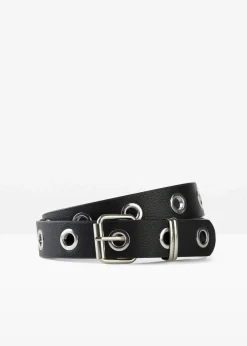 bonprix Gürtel|Schuhe & Accessoires In Spezialgrößen·Gürtel^Gürtel mit Metallösen schwarz/silberfarben