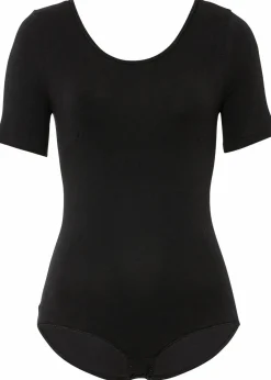 bonprix Wäsche·Basics|Wäsche·Bodies^Halbarm Body mit Baumwolle schwarz