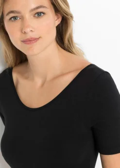 bonprix Wäsche·Basics|Wäsche·Bodies^Halbarm Body mit Baumwolle schwarz