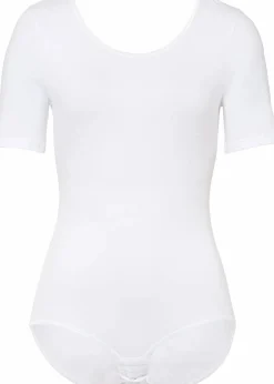 bonprix Bodies|Baumwollunterwäsche^Halbarm Body mit Baumwolle weiß